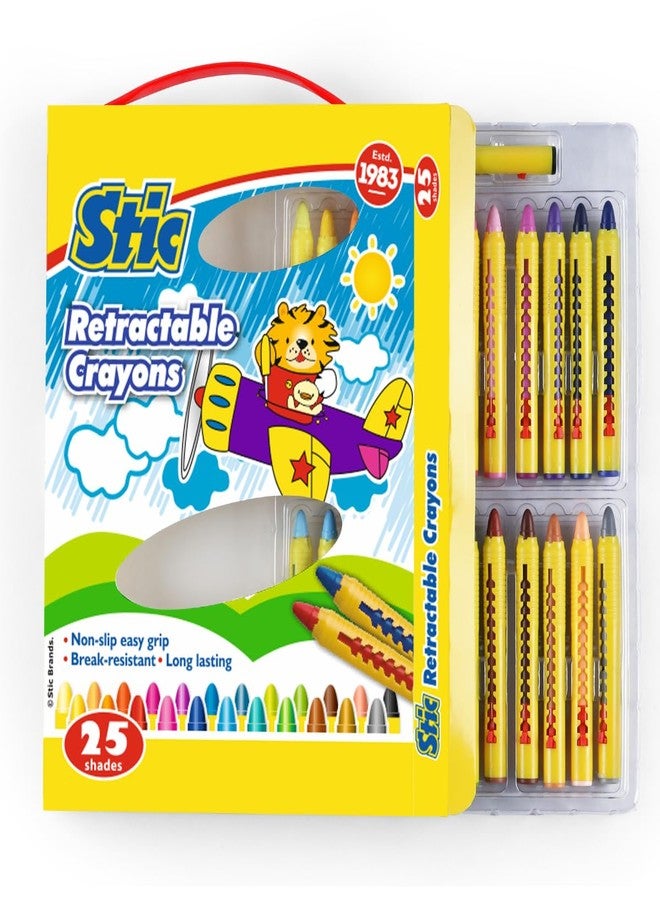 Stic 25 Retractable Crayons Toddler Grip Unbreakable Set Washable Erasable Twistable Colour Non Toxic Edible Grasp Finger Block Drawing 1 2 3 Year Old Toy Beginner Baby Safe Return Gift Kids Birthday - Image 1